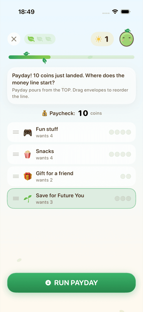 Payday challenge: drag savings to the front of the line